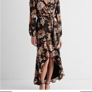 Floral Black and Brown Maxi Dress from Express